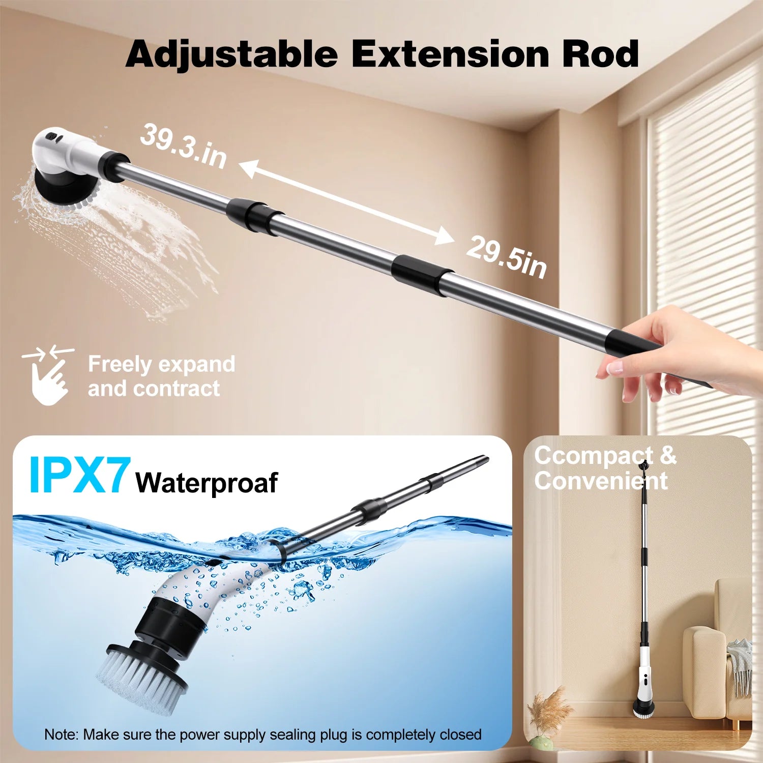 Electric Scrubber Cordless - Power Spin Scrubber for Bathroom, Shower & Tile Cleaning with 9 Brush Heads, Rechargeable - Grout, Floor, Sink Cleaner